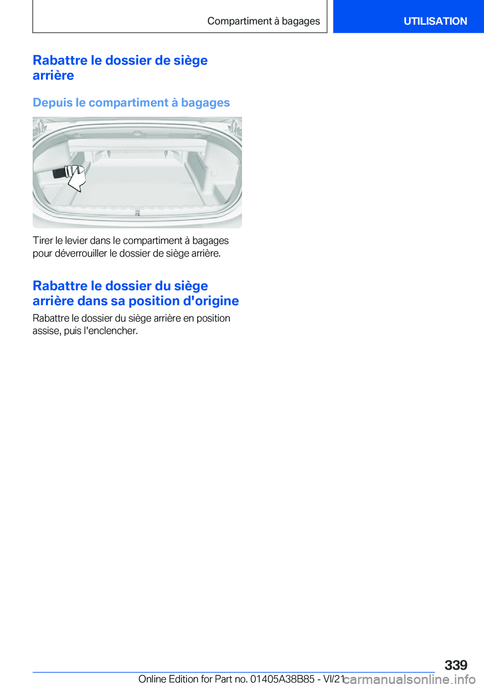 BMW M4 2022  Notices Demploi (in French) �R�a�b�a�t�t�r�e��l�e��d�o�s�s�i�e�r��d�e��s�i�è�g�e
�a�r�r�i�è�r�e
�D�e�p�u�i�s��l�e��c�o�m�p�a�r�t�i�m�e�n�t��