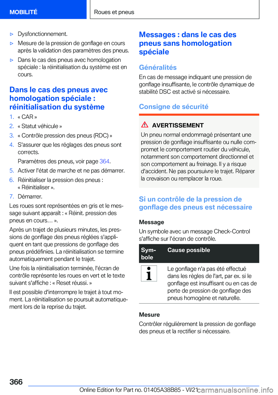 BMW M4 2022  Notices Demploi (in French) 'x�D�y�s�f�o�n�c�t�i�o�n�n�e�m�e�n�t�.'x�M�e�s�u�r�e��d�e��l�a��p�r�e�s�s�i�o�n��d�e��g�o�n�f�l�a�g�e��e�n��c�o�u�r�s
�a�p�r�è�s��l�a��v�a�l�i�d�a�t�i�o�n��d�e�s��p�a�r�a�m�è�t�r�