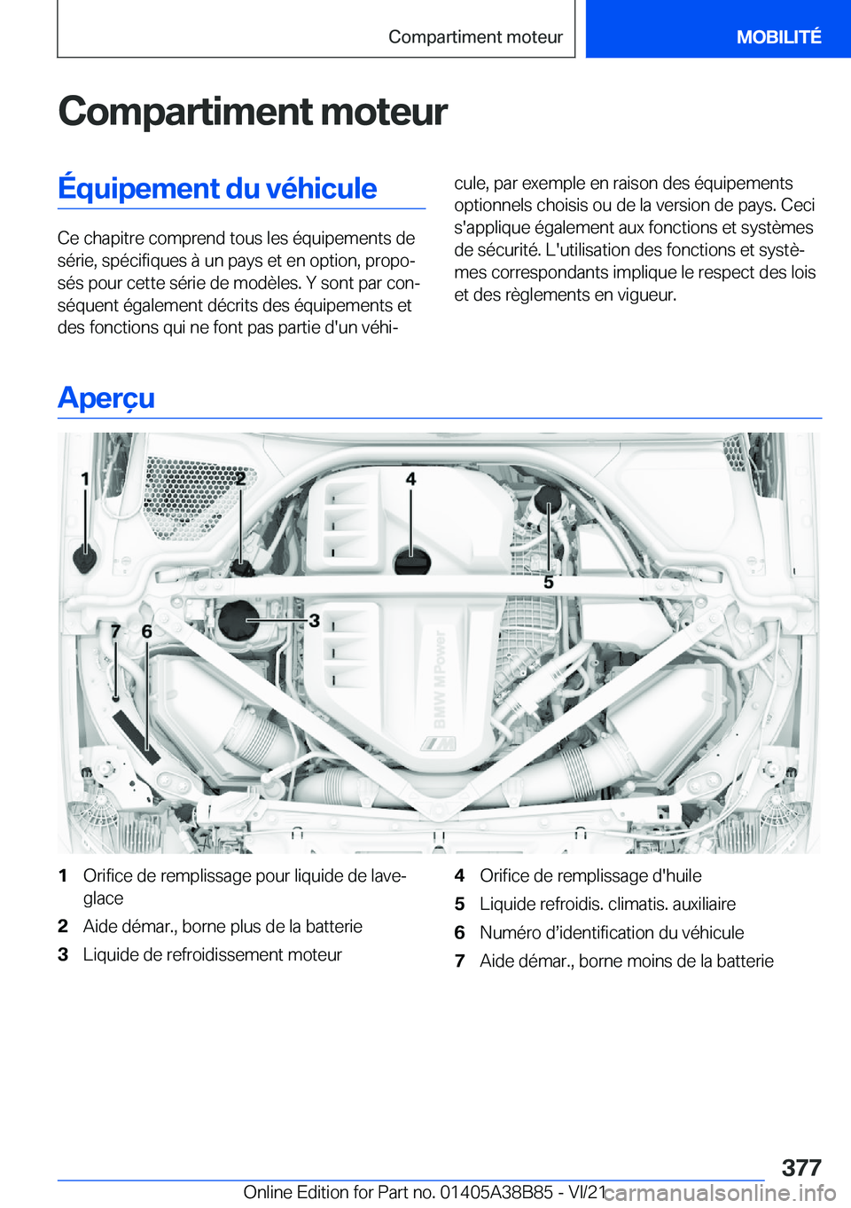 BMW M4 2022  Notices Demploi (in French) �C�o�m�p�a�r�t�i�m�e�n�t��m�o�t�e�u�r�