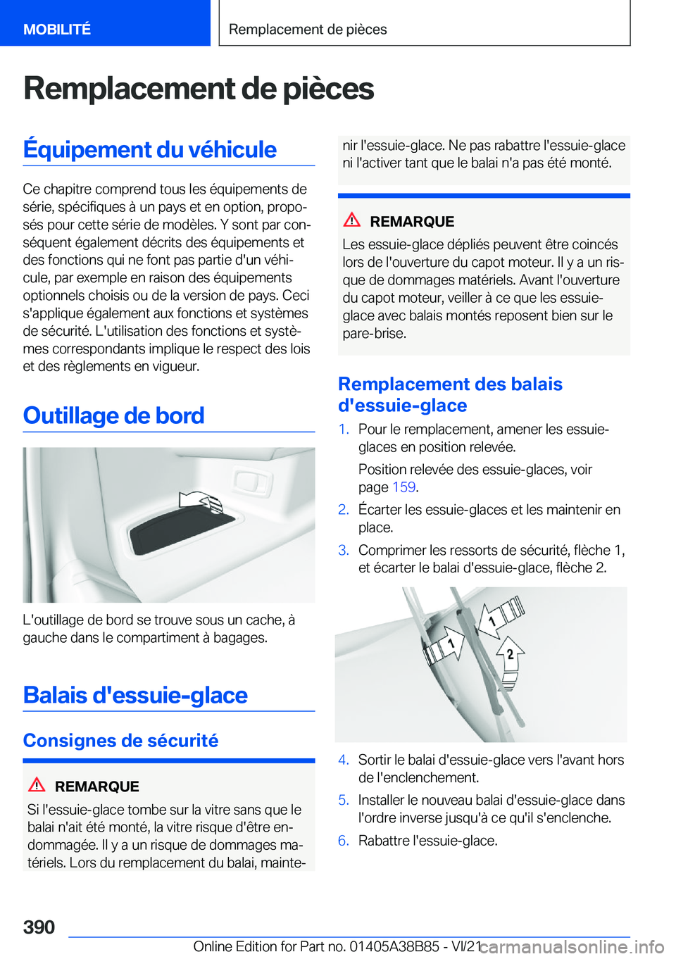 BMW M4 2022  Notices Demploi (in French) �R�e�m�p�l�a�c�e�m�e�n�t��d�e��p�i�è�c�e�s�