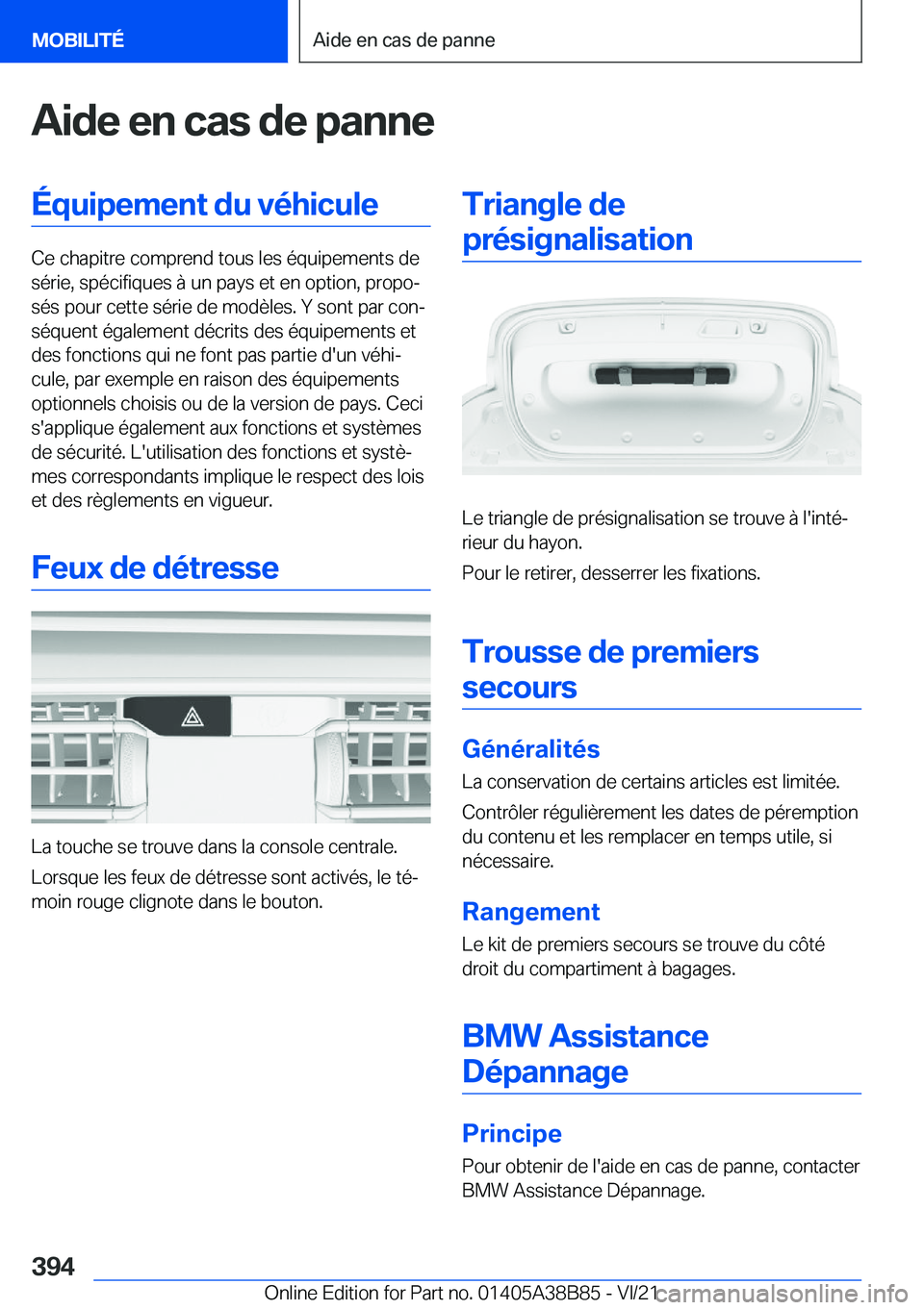 BMW M4 2022  Notices Demploi (in French) �A�i�d�e��e�n��c�a�s��d�e��p�a�n�n�e�