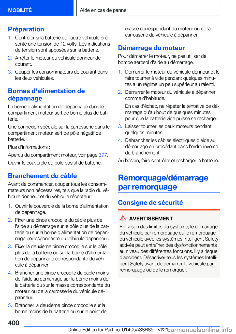 BMW M4 2022  Notices Demploi (in French) �P�r�é�p�a�r�a�t�i�o�n�1�.�C�o�n�t�r�