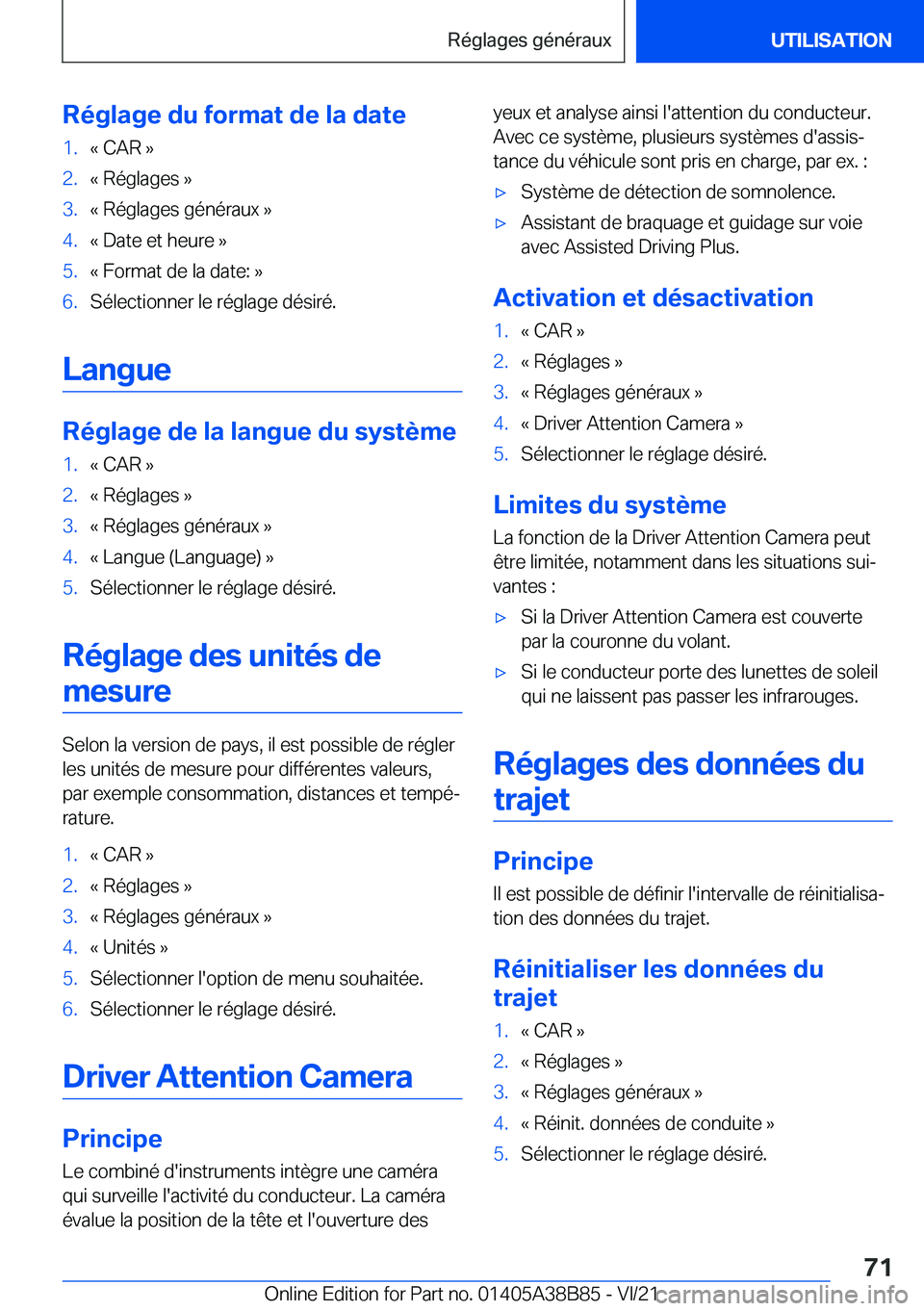 BMW M4 2022  Notices Demploi (in French) �R�é�g�l�a�g�e��d�u��f�o�r�m�a�t��d�e��l�a��d�a�t�e�1�.�k��C�A�R��{�2�.�k��R�é�g�l�a�g�e�s��{�3�.�k��R�é�g�l�a�g�e�s��g�é�n�é�r�a�u�x��{�4�.�k��D�a�t�e��e�t��h�e�u�r�e��{�5�.�k��