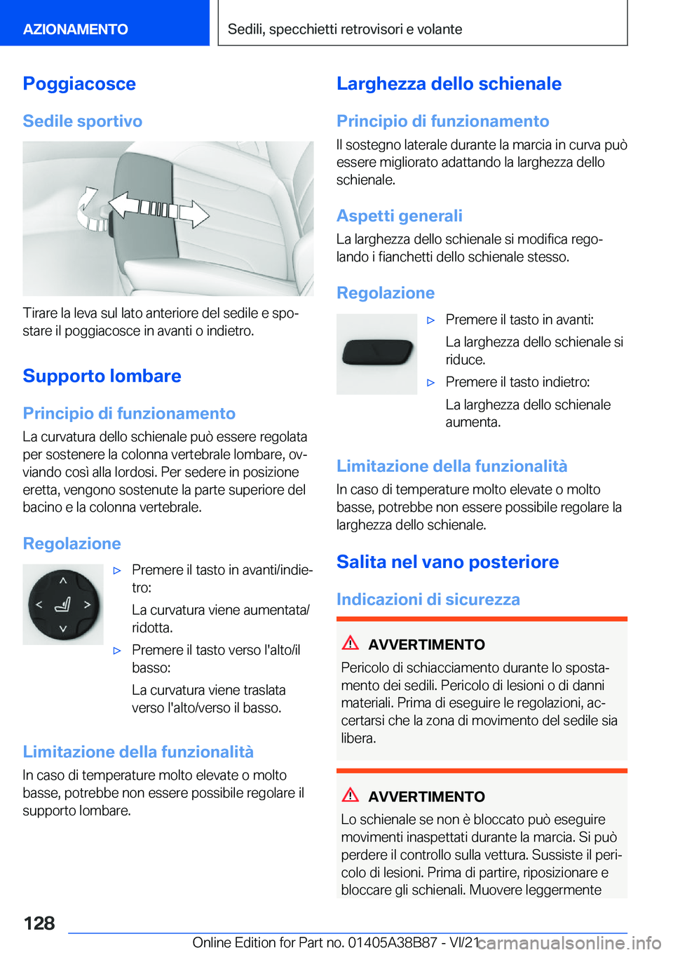 BMW M4 2022  Libretti Di Uso E manutenzione (in Italian) �P�o�g�g�i�a�c�o�s�c�e
�S�e�d�i�l�e��s�p�o�r�t�i�v�o
�T�i�r�a�r�e��l�a��l�e�v�a��s�u�l��l�a�t�o��a�n�t�e�r�i�o�r�e��d�e�l��s�e�d�i�l�e��e��s�p�oª
�s�t�a�r�e��i�l��p�o�g�g�i�a�c�o�s�c�e�