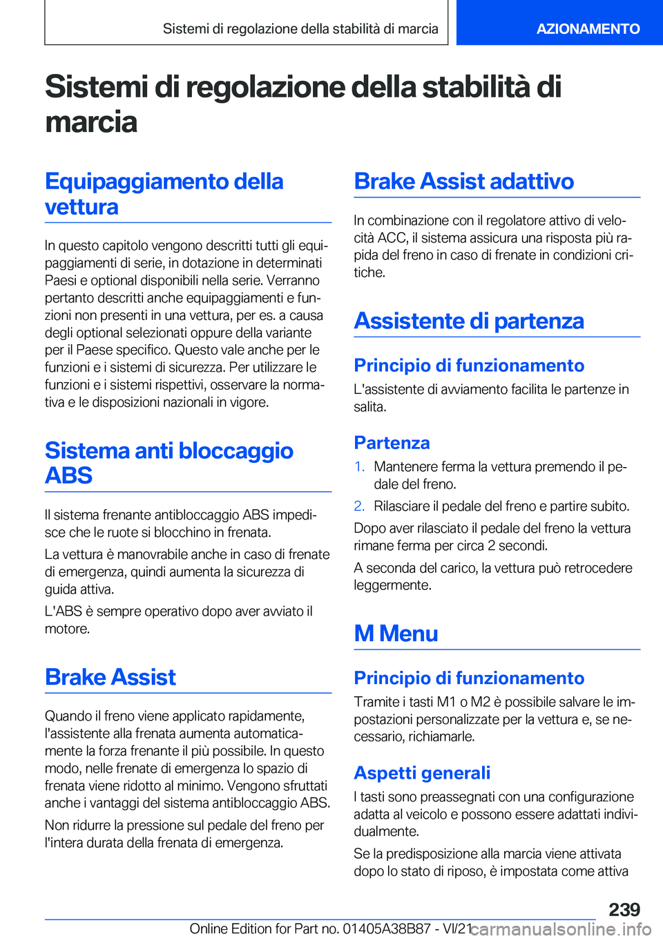 BMW M4 2022  Libretti Di Uso E manutenzione (in Italian) �S�i�s�t�e�m�i��d�i��r�e�g�o�l�a�z�i�o�n�e��d�e�l�l�a��s�t�a�b�i�l�i�t�