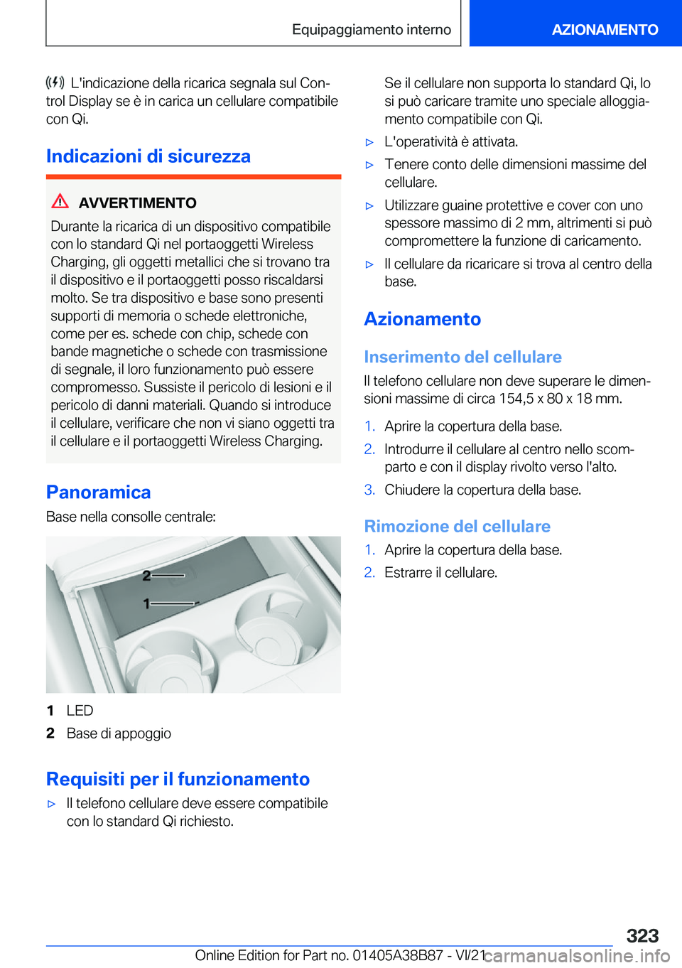 BMW M4 2022  Libretti Di Uso E manutenzione (in Italian) ���L�'�i�n�d�i�c�a�z�i�o�n�e��d�e�l�l�a��r�i�c�a�r�i�c�a��s�e�g�n�a�l�a��s�u�l��C�o�nª
�t�r�o�l��D�i�s�p�l�a�y��s�e��è��i�n��c�a�r�i�c�a��u�n��c�e�l�l�u�l�a�r�e��c�o�m�p�a�t�i�b�