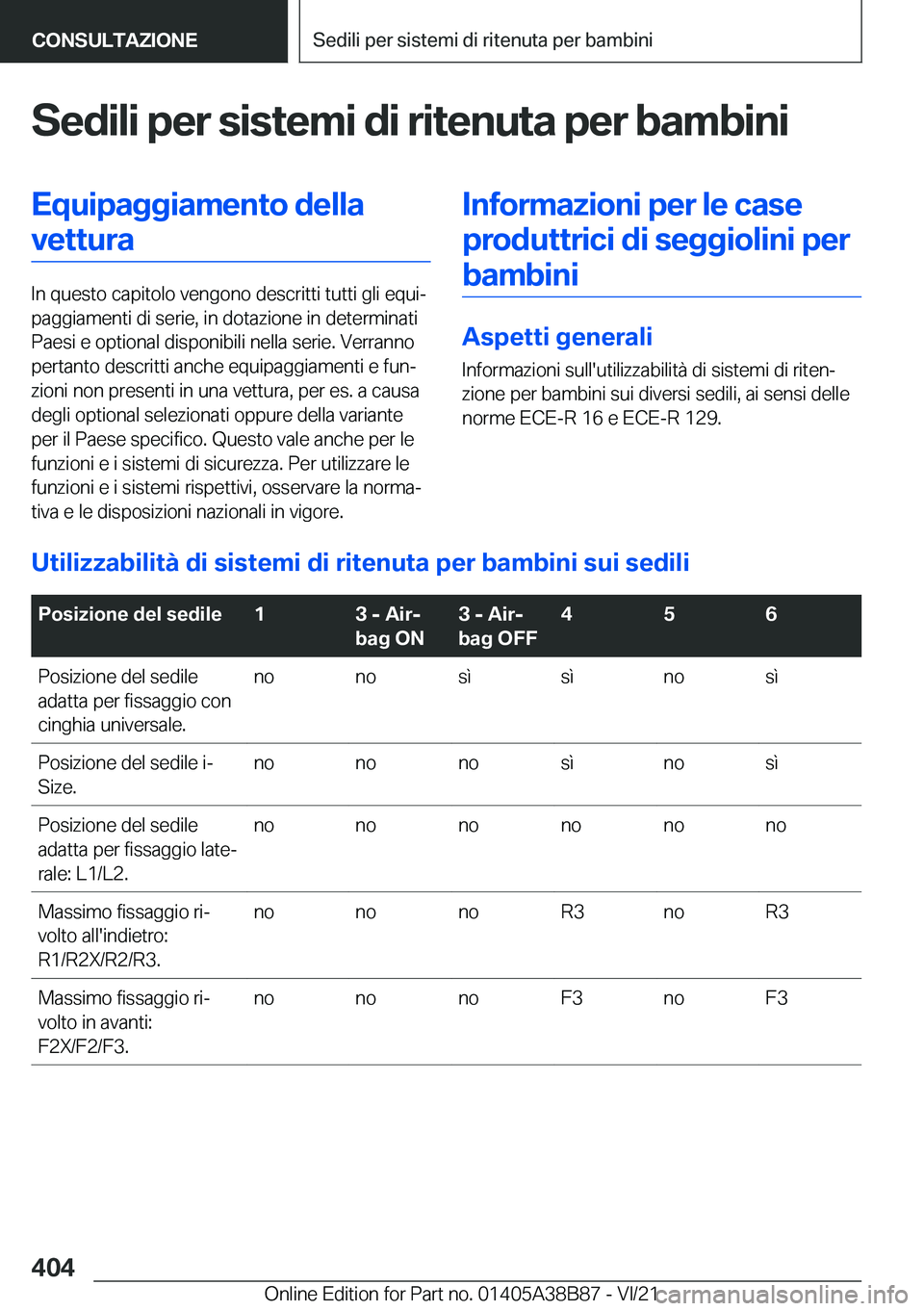 BMW M4 2022  Libretti Di Uso E manutenzione (in Italian) �S�e�d�i�l�i��p�e�r��s�i�s�t�e�m�i��d�i��r�i�t�e�n�u�t�a��p�e�r��b�a�m�b�i�n�i�E�q�u�i�p�a�g�g�i�a�m�e�n�t�o��d�e�l�l�a�v�e�t�t�u�r�a
�I�n��q�u�e�s�t�o��c�a�p�i�t�o�l�o��v�e�n�g�o�n�o��d�e�