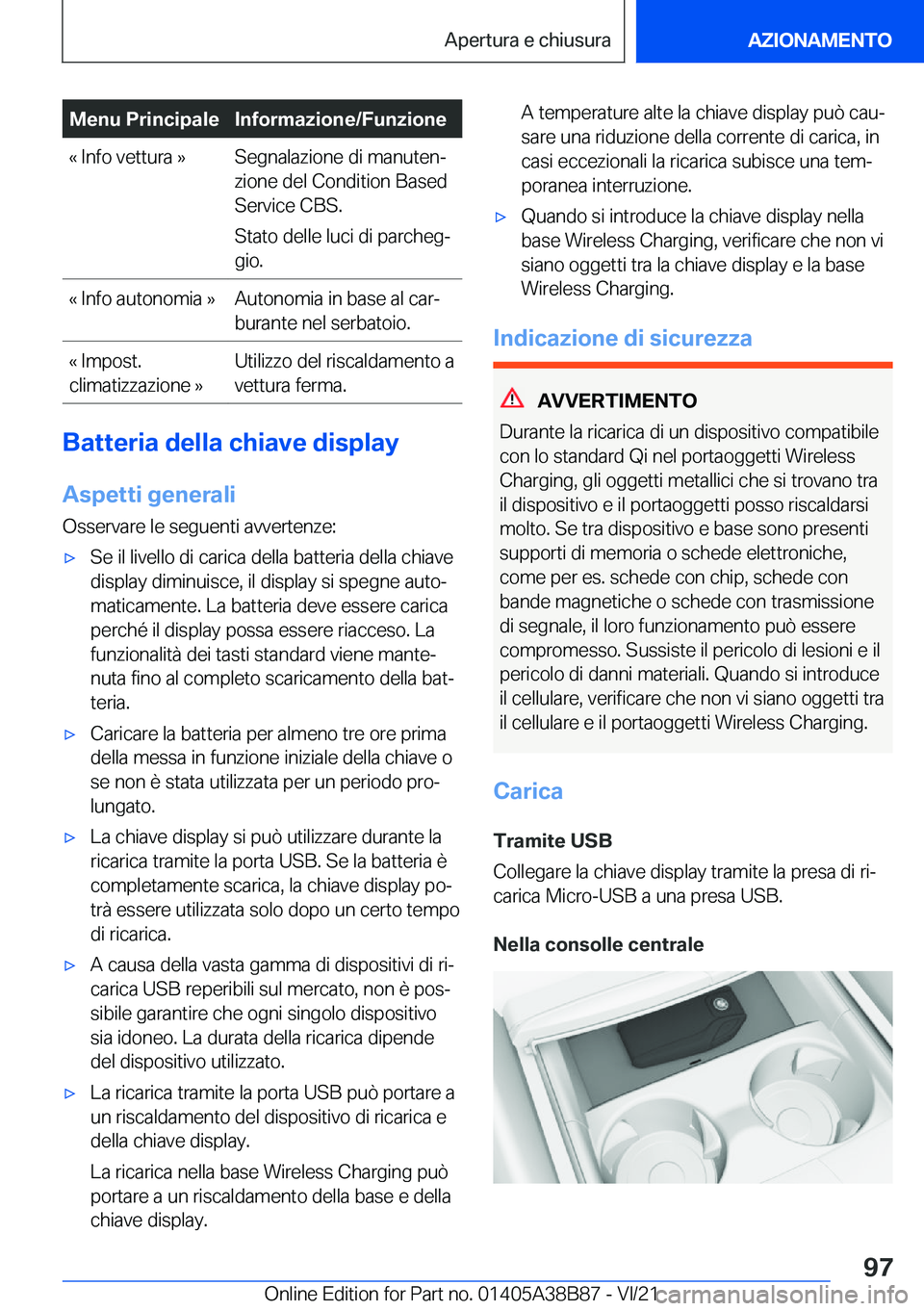 BMW M4 2022  Libretti Di Uso E manutenzione (in Italian) �M�e�n�u��P�r�i�n�c�i�p�a�l�e�I�n�f�o�r�m�a�z�i�o�n�e�/�F�u�n�z�i�o�n�e�«��I�n�f�o��v�e�t�t�u�r�a��{�S�e�g�n�a�l�a�z�i�o�n�e��d�i��m�a�n�u�t�e�nª
�z�i�o�n�e��d�e�l��C�o�n�d�i�t�i�o�n��B�a�