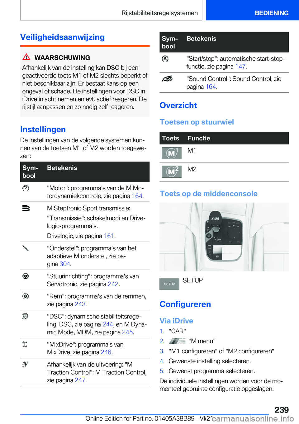 BMW M4 2022  Instructieboekjes (in Dutch) �V�e�i�l�i�g�h�e�i�d�s�a�a�n�w�i�j�z�i�n�g
�W�A�A�R�S�C�H�U�W�I�N�G
�A�f�h�a�n�k�e�l�i�j�k��v�a�n��d�e��i�n�s�t�e�l�l�i�n�g��k�a�n��D�S�C��b�i�j��e�e�n
�g�e�a�c�t�i�v�e�e�r�d�e��t�o�e�t�s��M�