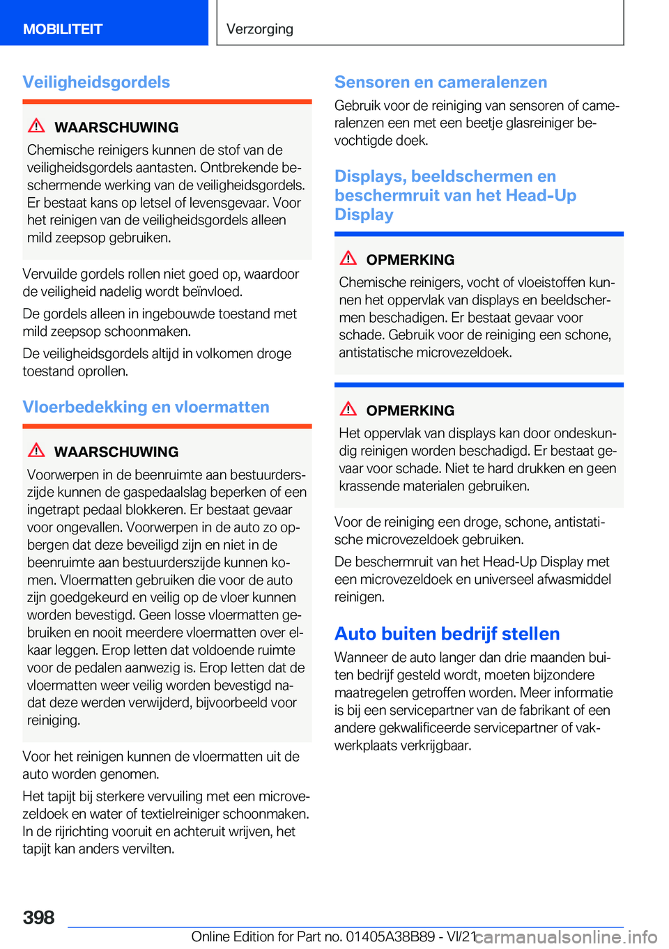 BMW M4 2022  Instructieboekjes (in Dutch) �V�e�i�l�i�g�h�e�i�d�s�g�o�r�d�e�l�s
�W�A�A�R�S�C�H�U�W�I�N�G
�C�h�e�m�i�s�c�h�e��r�e�i�n�i�g�e�r�s��k�u�n�n�e�n��d�e��s�t�o�f��v�a�n��d�e
�v�e�i�l�i�g�h�e�i�d�s�g�o�r�d�e�l�s��a�a�n�t�a�s�t�e�