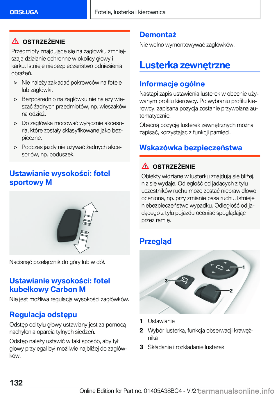 BMW M4 2022  Instrukcja obsługi (in Polish) �O�S�T�R�Z�E8�E�N�I�E
�P�r�z�e�d�m�i�o�t�y��z�n�a�j�d�u�j�