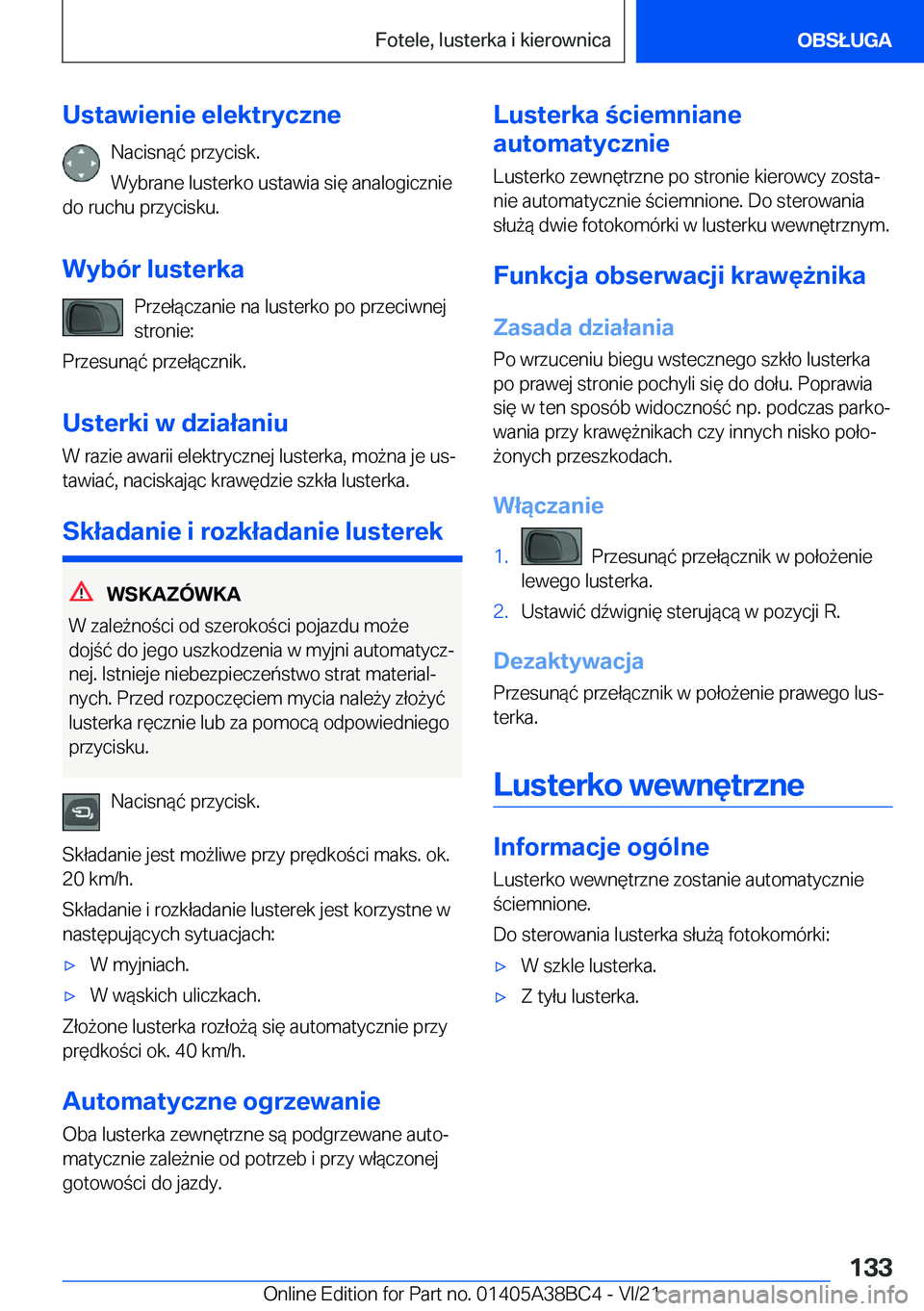 BMW M4 2022  Instrukcja obsługi (in Polish) �U�s�t�a�w�i�e�n�i�e��e�l�e�k�t�r�y�c�z�n�e�N�a�c�i�s�n�