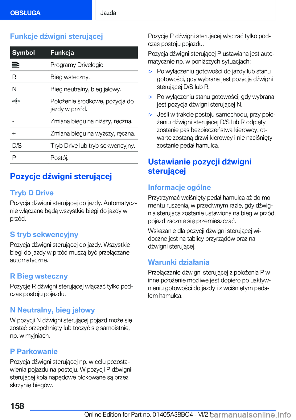 BMW M4 2022  Instrukcja obsługi (in Polish) �F�u�n�k�c�j�e��d7�w�i�g�n�i��s�t�e�r�u�j�ą�c�e�j�S�y�m�b�o�l�F�u�n�k�c�j�a��P�r�o�g�r�a�m�y��D�r�i�v�e�l�o�g�i�c�R�B�i�e�g��w�s�t�e�c�z�n�y�.�N�B�i�e�g��n�e�u�t�r�a�l�n�y�,��b�i�e�g��j�a�ł