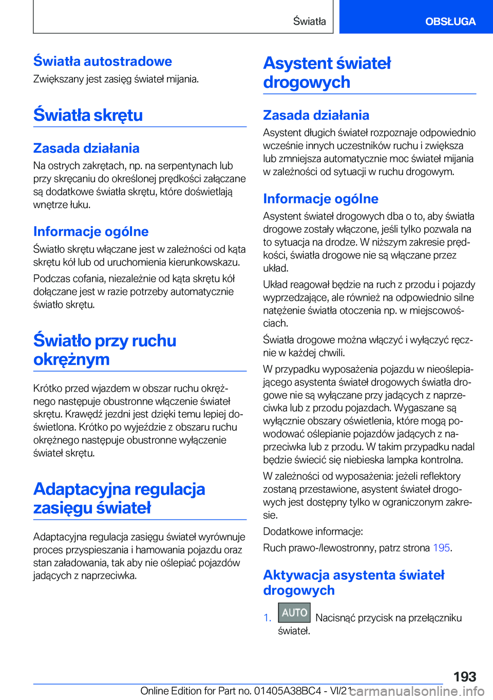 BMW M4 2022  Instrukcja obsługi (in Polish) �w�i�a�t�ł�a��a�u�t�o�s�t�r�a�d�o�w�e�Z�w�i�