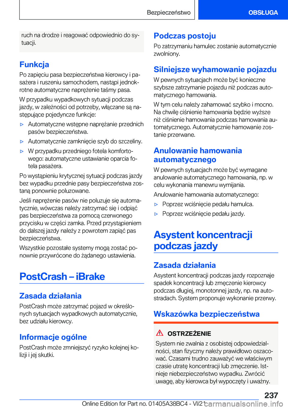 BMW M4 2022  Instrukcja obsługi (in Polish) �r�u�c�h��n�a��d�r�o�d�z�e��i��r�e�a�g�o�w�a�