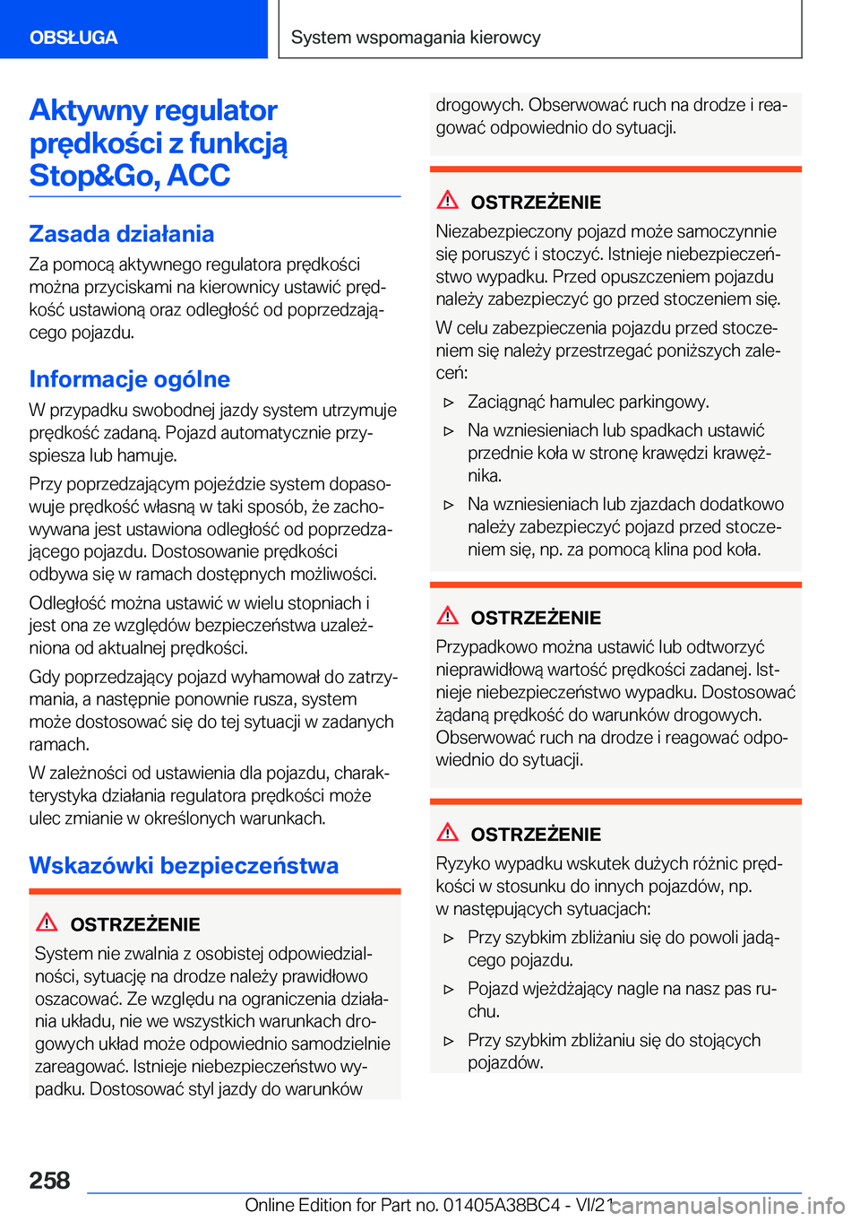 BMW M4 2022  Instrukcja obsługi (in Polish) �A�k�t�y�w�n�y��r�e�g�u�l�a�t�o�r�p�r�