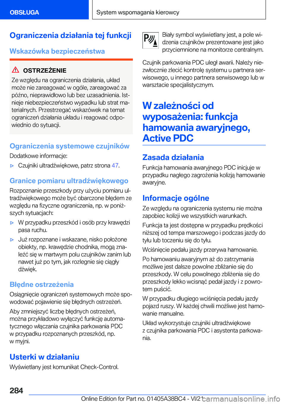 BMW M4 2022  Instrukcja obsługi (in Polish) �O�g�r�a�n�i�c�z�e�n�i�a��d�z�i�a�ł�a�n�i�a��t�e�j��f�u�n�k�c�j�i�W�s�k�a�z�
