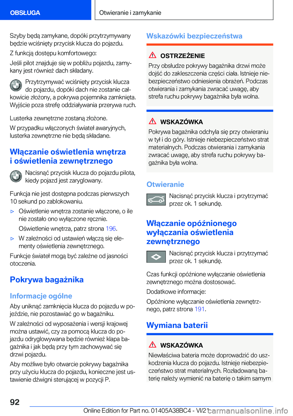 BMW M4 2022  Instrukcja obsługi (in Polish) �S�z�y�b�y��b�