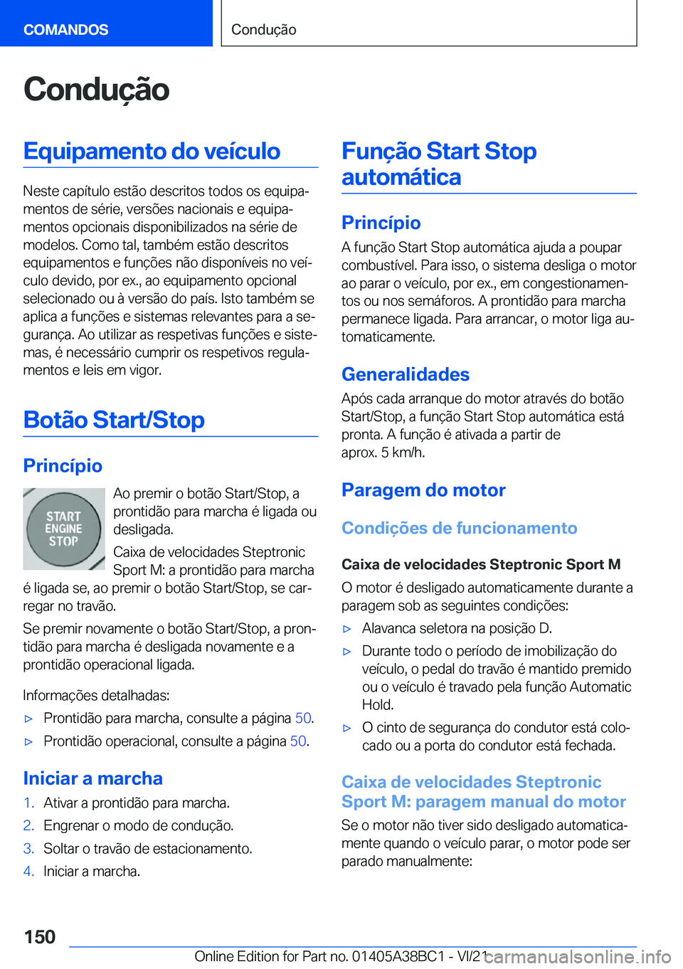 BMW M4 2022  Manual do condutor (in Portuguese) �C�o�n�d�u�