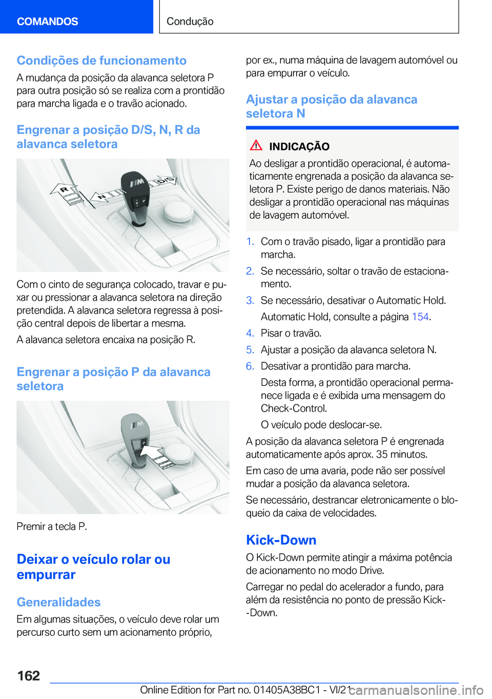 BMW M4 2022  Manual do condutor (in Portuguese) �C�o�n�d�i�