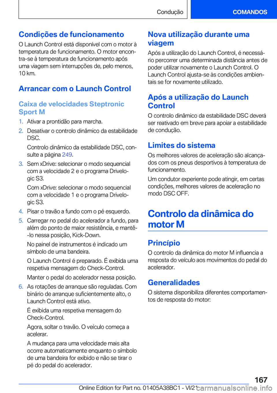 BMW M4 2022  Manual do condutor (in Portuguese) �C�o�n�d�i�