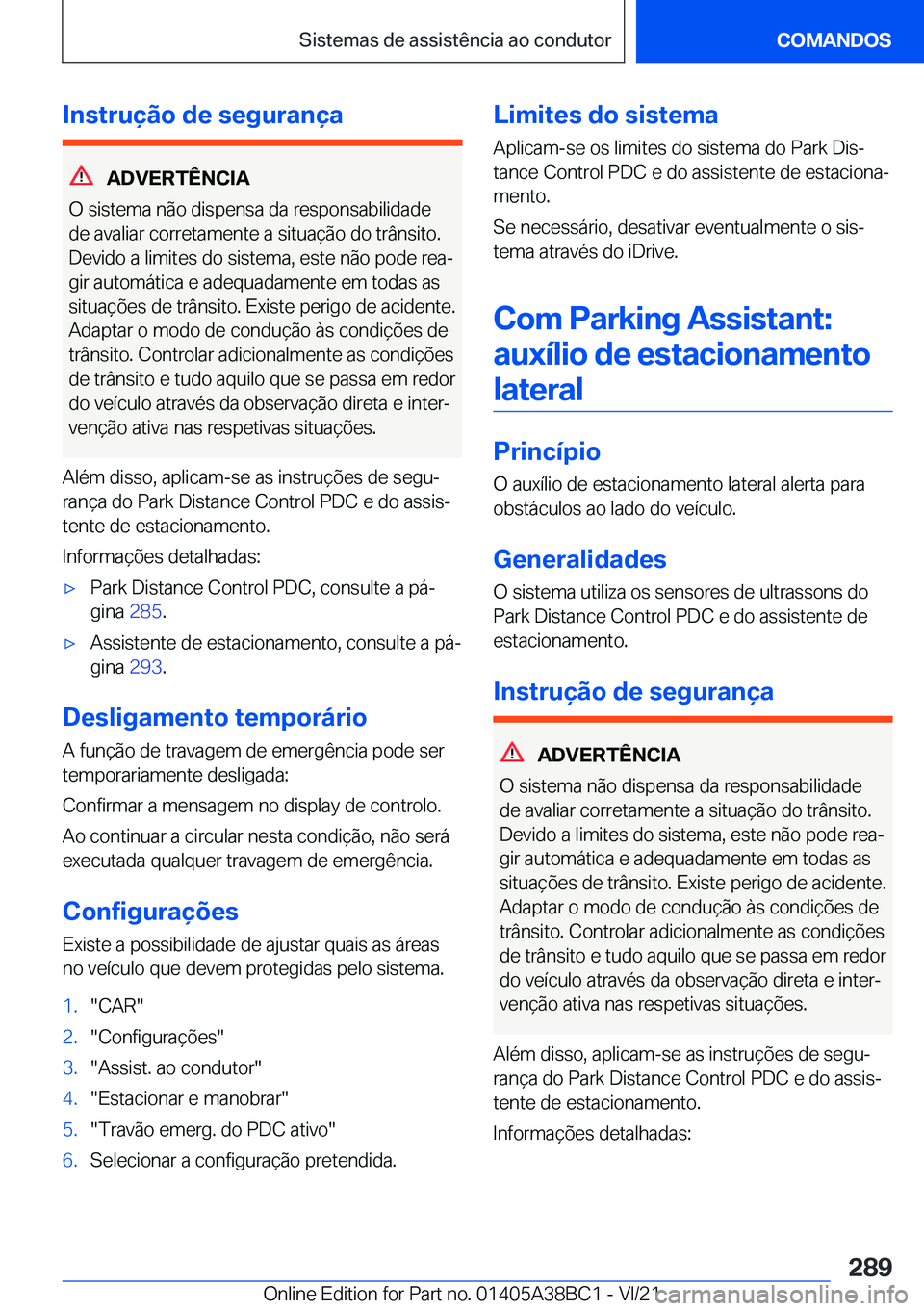 BMW M4 2022  Manual do condutor (in Portuguese) �I�n�s�t�r�u�