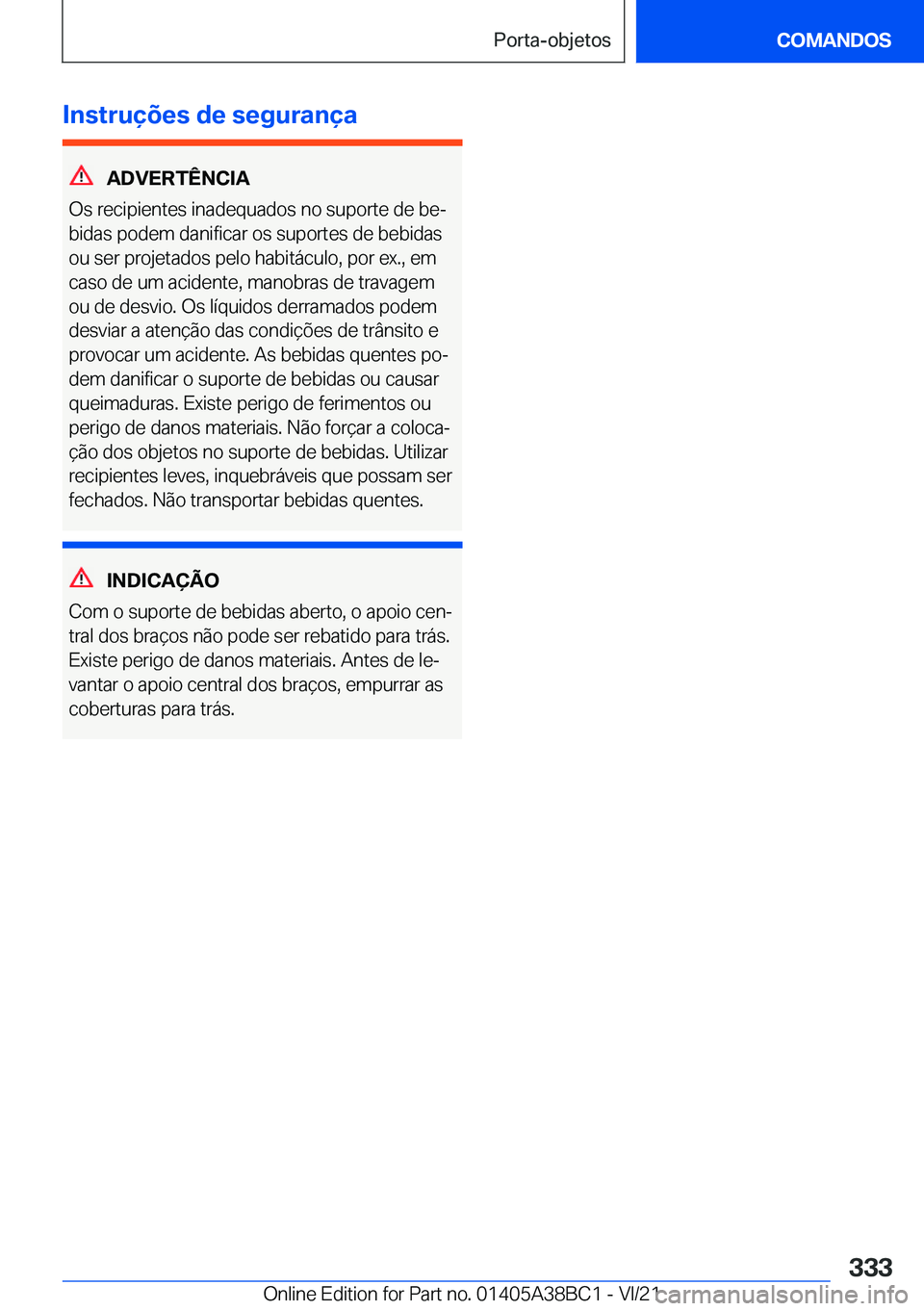 BMW M4 2022  Manual do condutor (in Portuguese) �I�n�s�t�r�u�