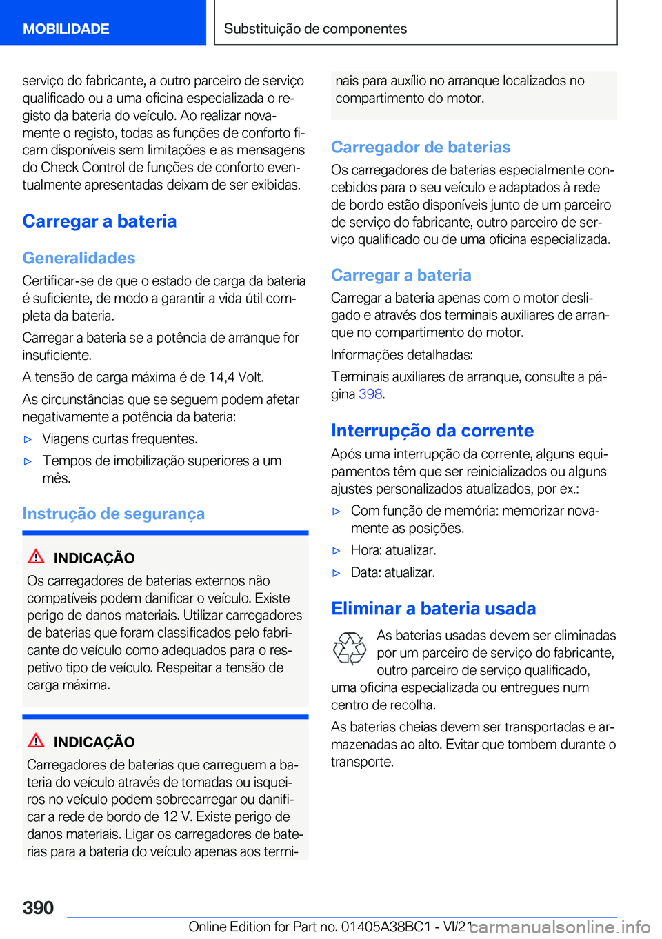 BMW M4 2022  Manual do condutor (in Portuguese) �s�e�r�v�i�