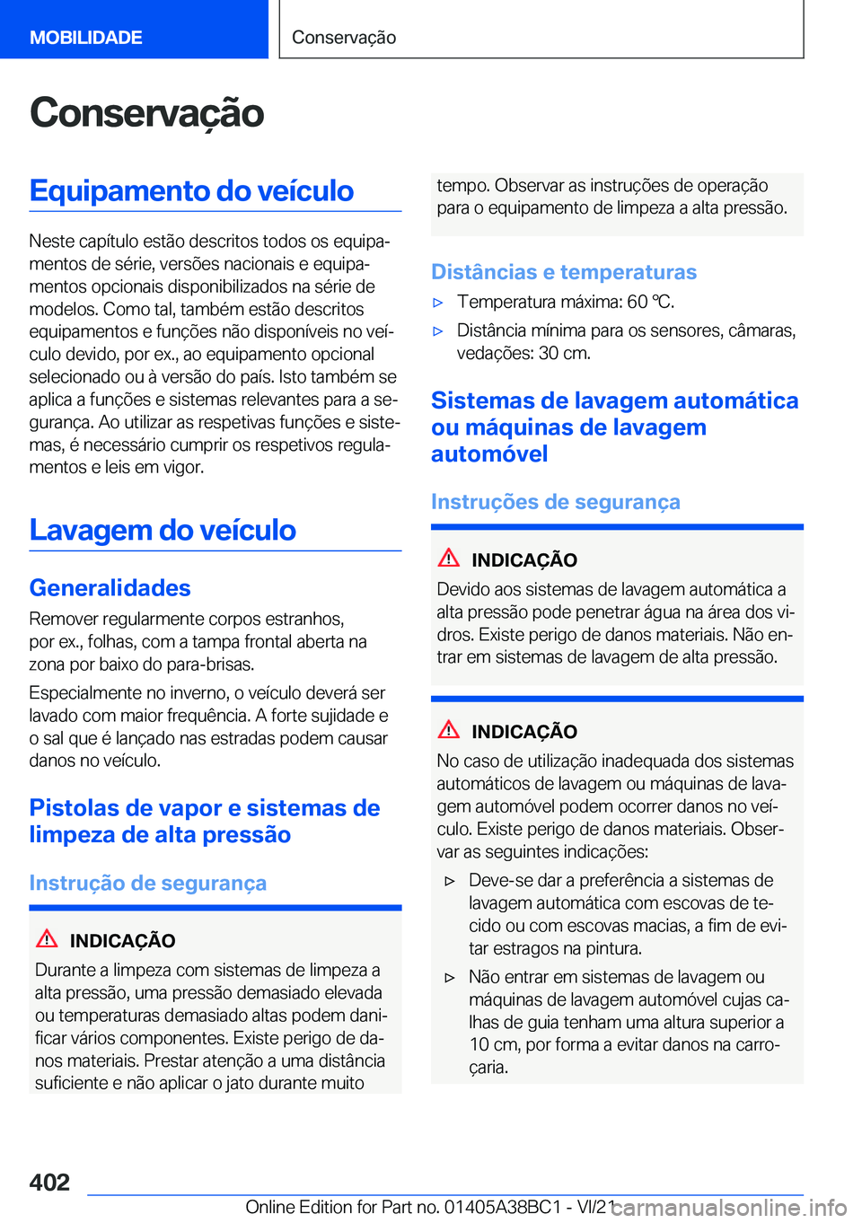 BMW M4 2022  Manual do condutor (in Portuguese) �C�o�n�s�e�r�v�a�