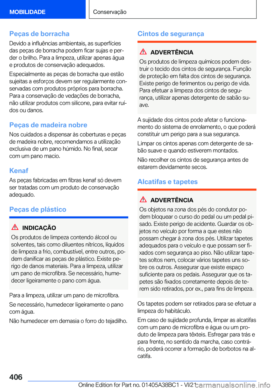 BMW M4 2022  Manual do condutor (in Portuguese) �P�e�
