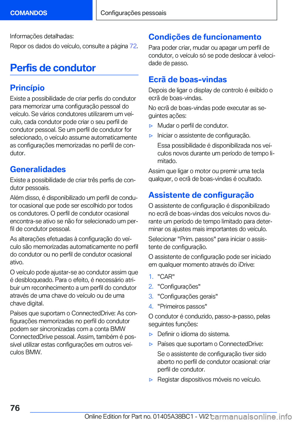 BMW M4 2022  Manual do condutor (in Portuguese) �I�n�f�o�r�m�a�