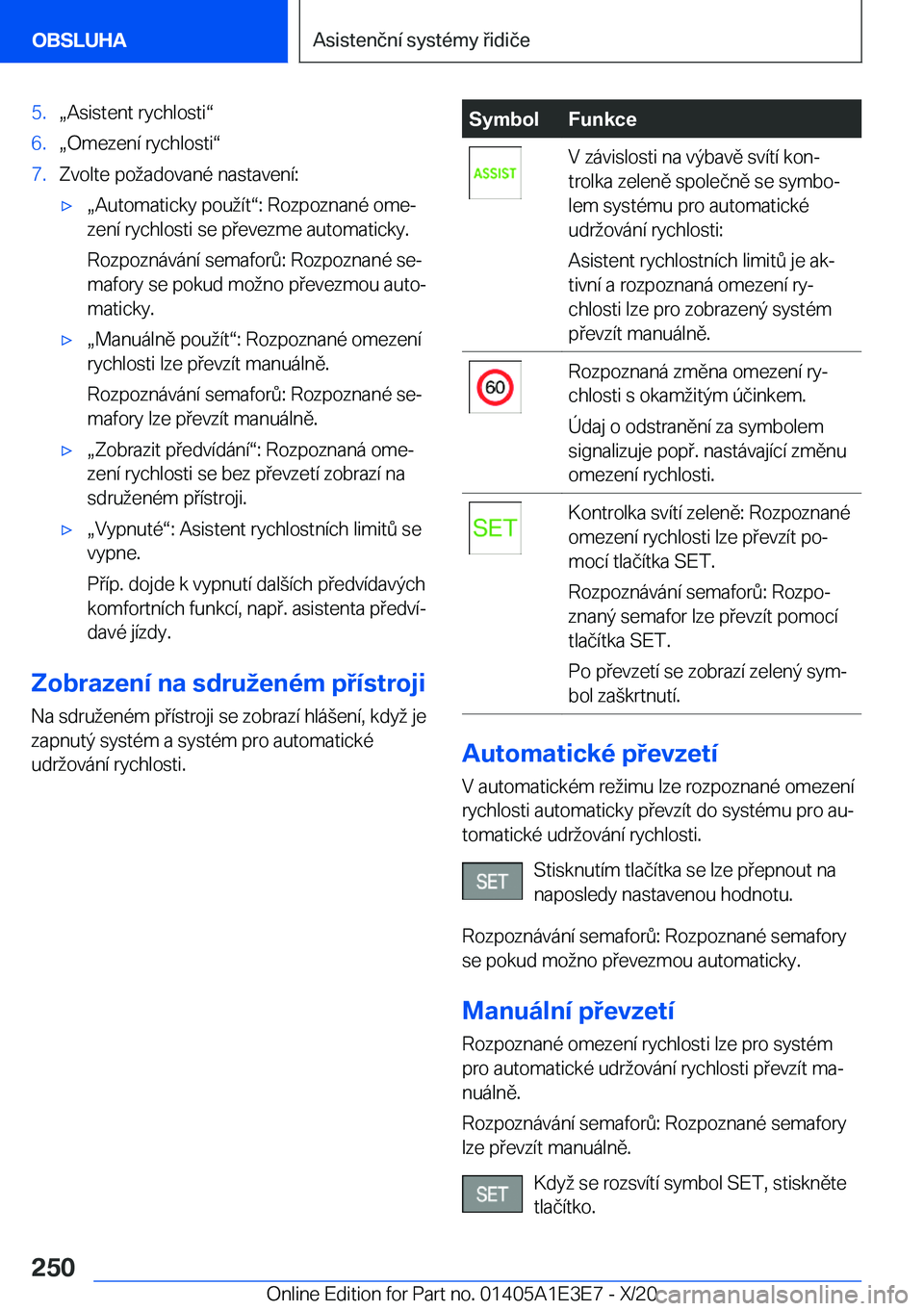 BMW M4 2021  Návod na použití (in Czech) �5�.x�A�s�i�s�t�e�n�t��r�y�c�h�l�o�s�t�iv�6�.x�O�m�e�z�e�n�