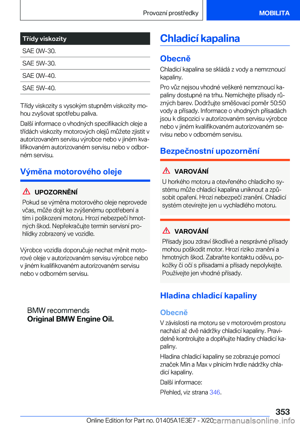 BMW M4 2021  Návod na použití (in Czech) �T�