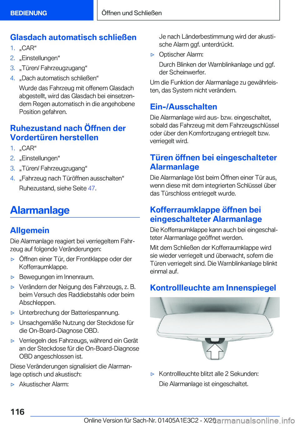 BMW M4 2021  Betriebsanleitungen (in German) �G�l�a�s�d�a�c�h��a�u�t�o�m�a�t�i�s�c�h��s�c�h�l�i�e�