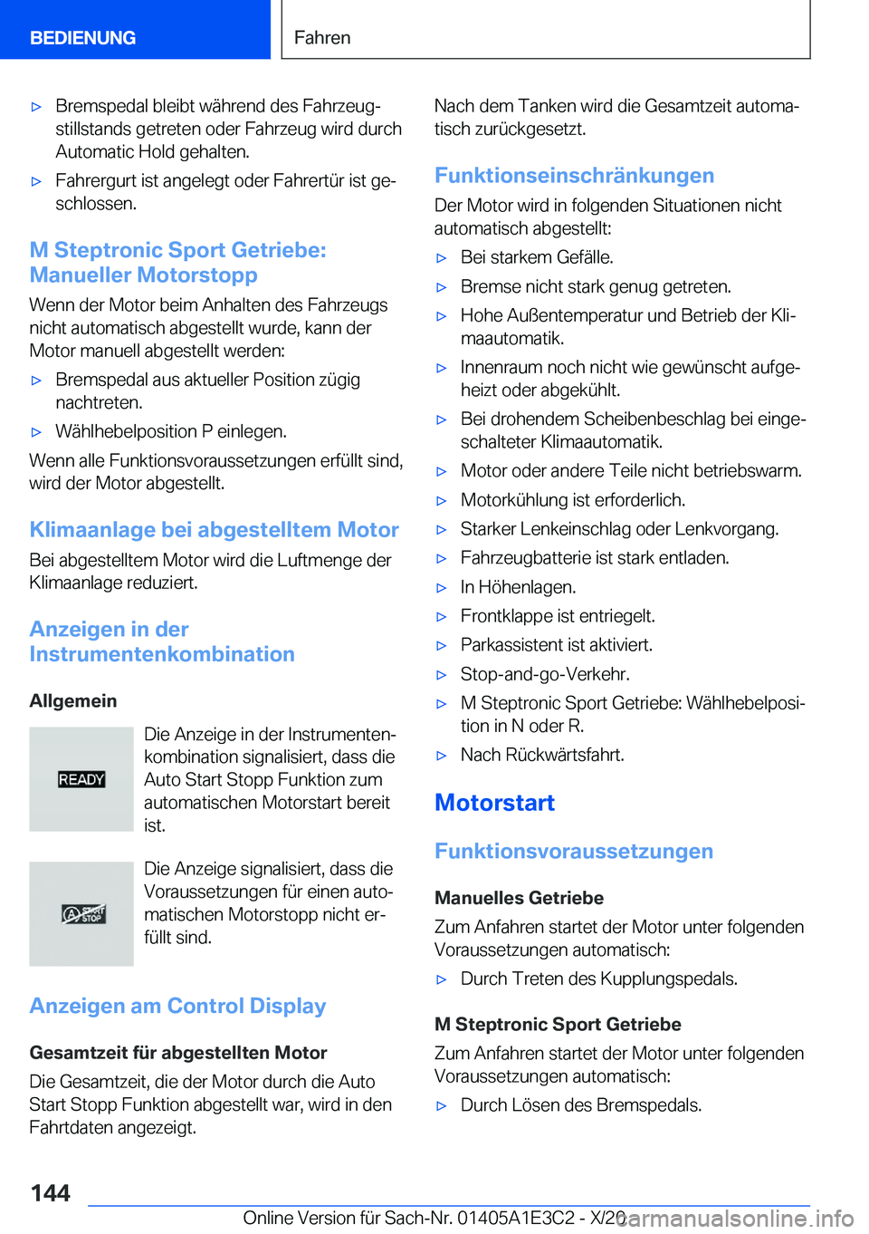 BMW M4 2021  Betriebsanleitungen (in German) 'x�B�r�e�m�s�p�e�d�a�l��b�l�e�i�b�t��w�
