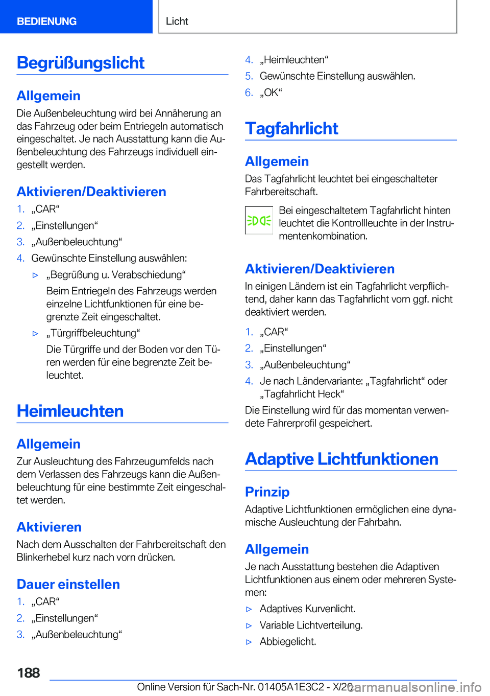 BMW M4 2021  Betriebsanleitungen (in German) �B�e�g�r�