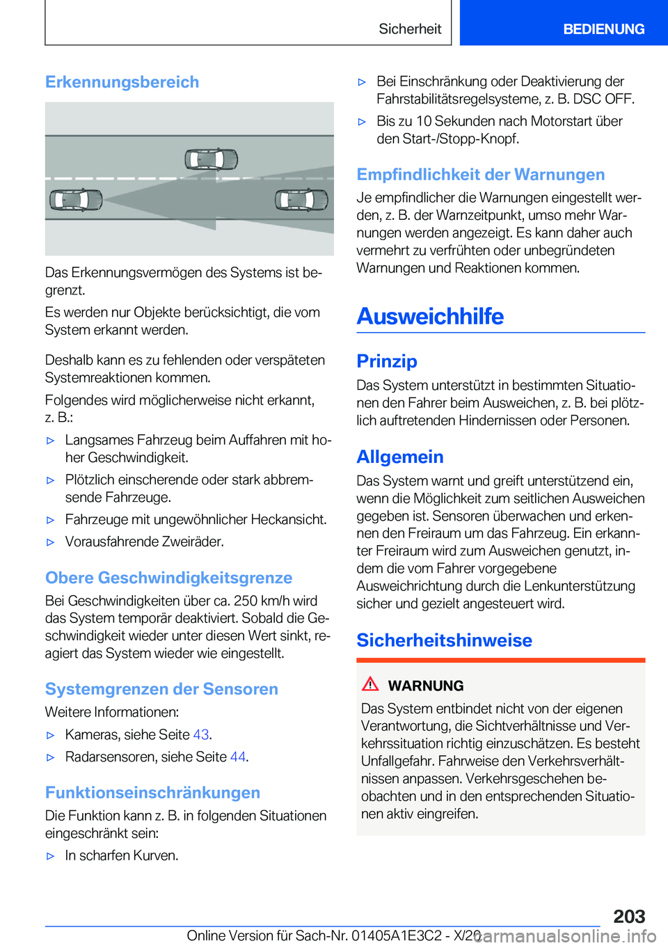 BMW M4 2021  Betriebsanleitungen (in German) �E�r�k�e�n�n�u�n�g�s�b�e�r�e�i�c�h
�D�a�s��E�r�k�e�n�n�u�n�g�s�v�e�r�m�