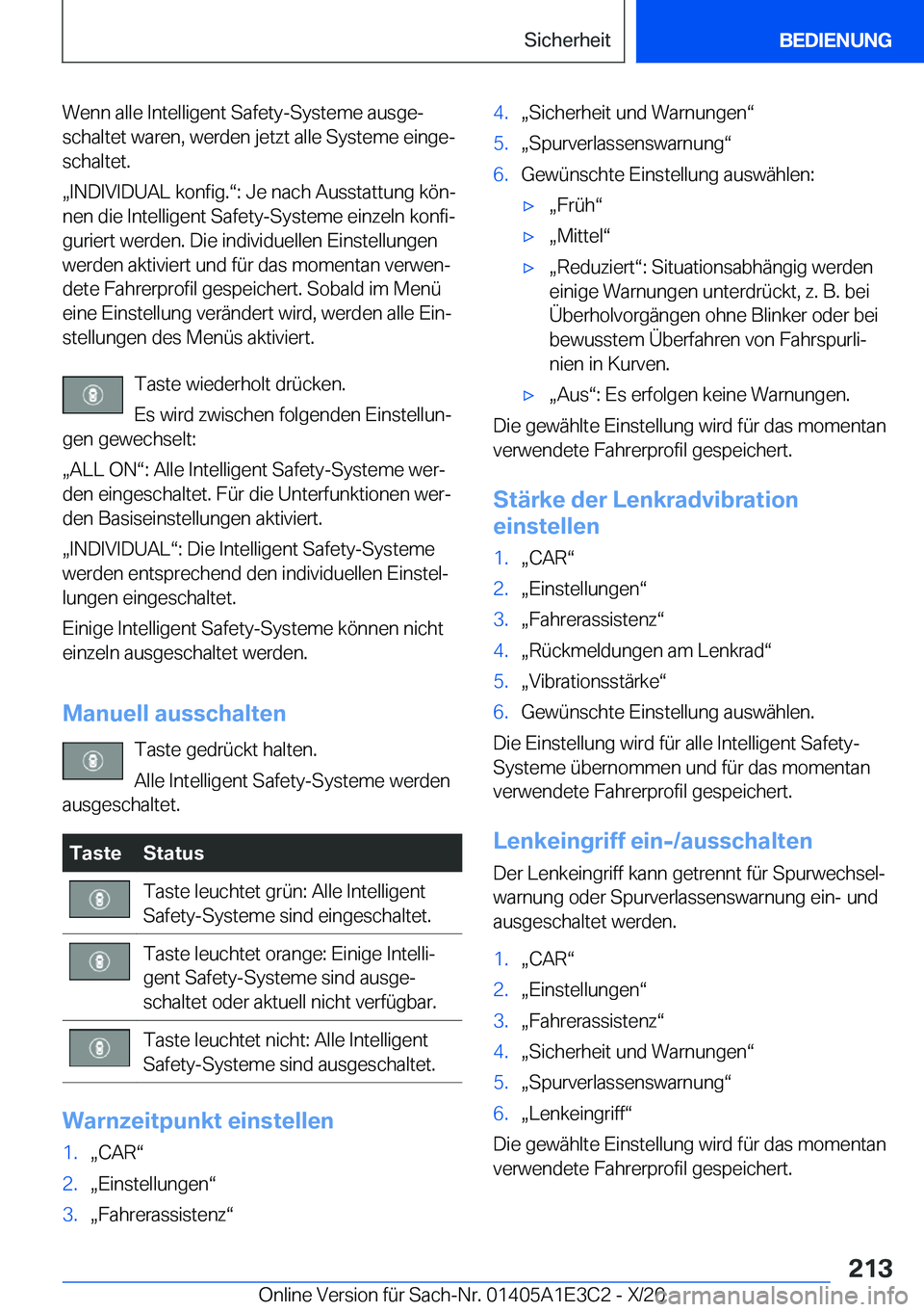 BMW M4 2021  Betriebsanleitungen (in German) �W�e�n�n��a�l�l�e��I�n�t�e�l�l�i�g�e�n�t��S�a�f�e�t�y�-�S�y�s�t�e�m�e��a�u�s�g�ej
�s�c�h�a�l�t�e�t��w�a�r�e�n�,��w�e�r�d�e�n��j�e�t�z�t��a�l�l�e��S�y�s�t�e�m�e��e�i�n�g�ej �s�c�h�a�l�t�e�t