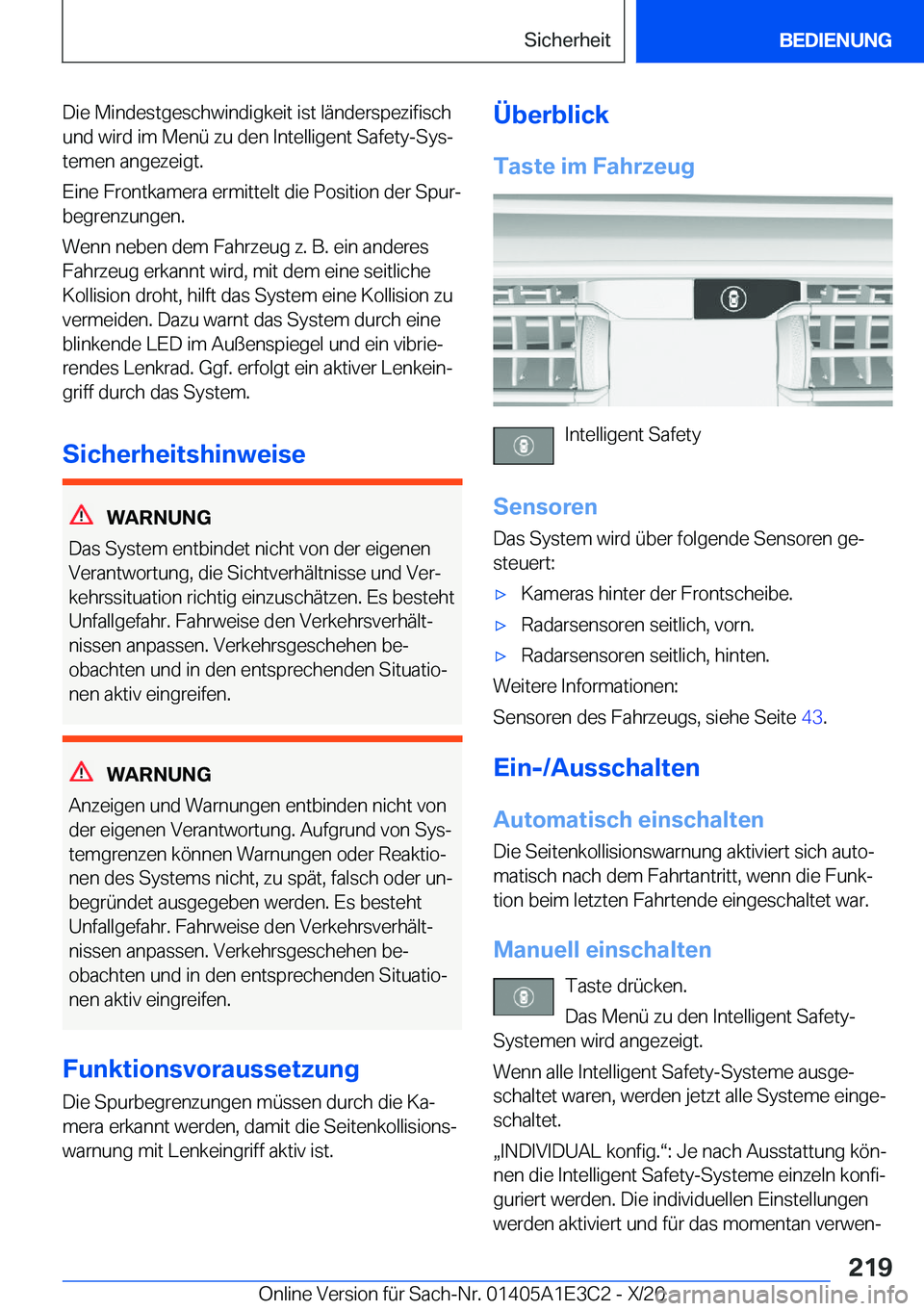 BMW M4 2021  Betriebsanleitungen (in German) �D�i�e��M�i�n�d�e�s�t�g�e�s�c�h�w�i�n�d�i�g�k�e�i�t��i�s�t��l�