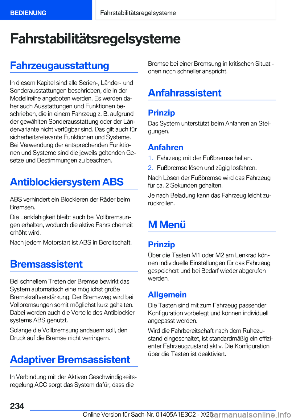 BMW M4 2021  Betriebsanleitungen (in German) �F�a�h�r�s�t�a�b�i�l�i�t�