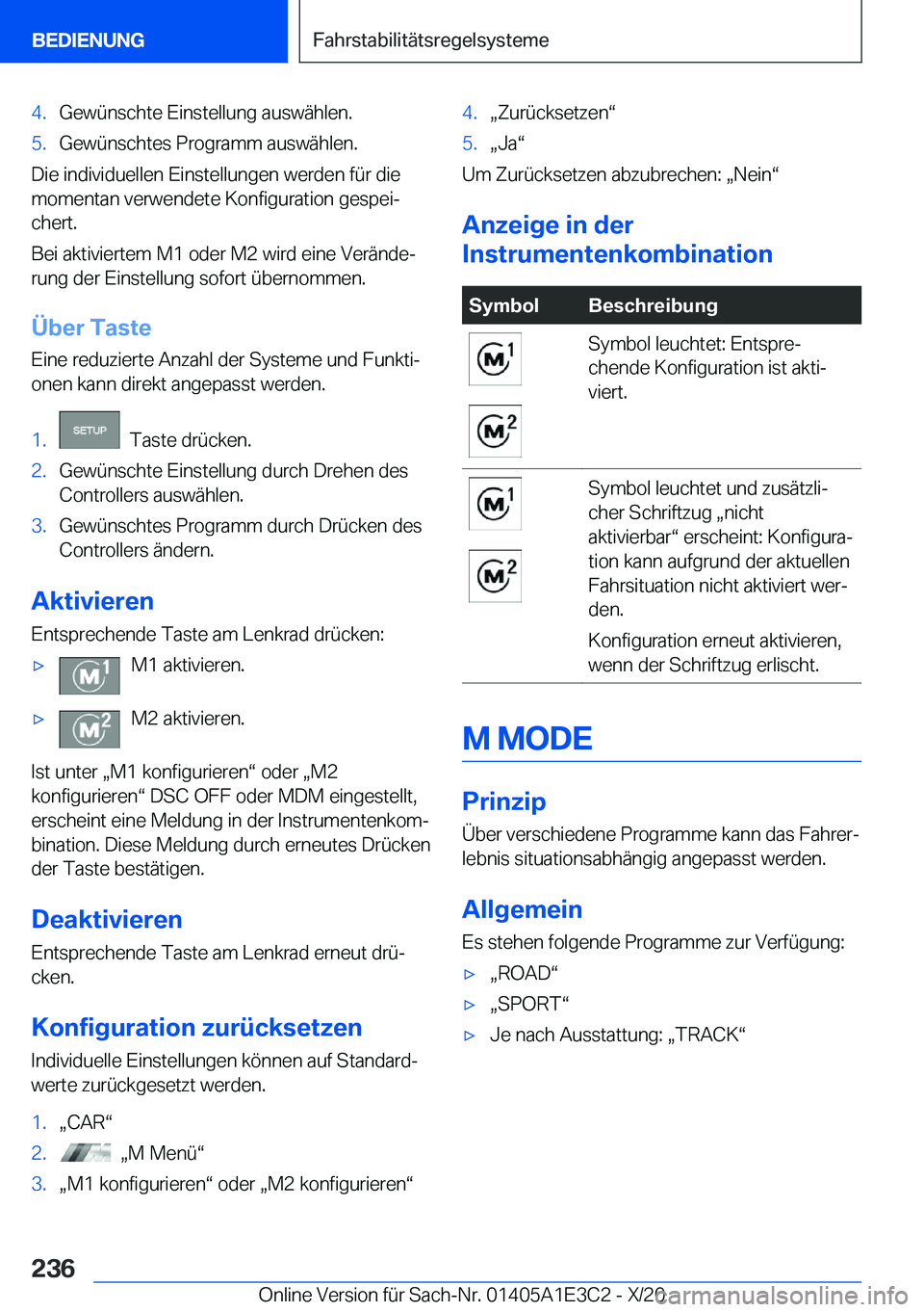 BMW M4 2021  Betriebsanleitungen (in German) �4�.�G�e�w�
