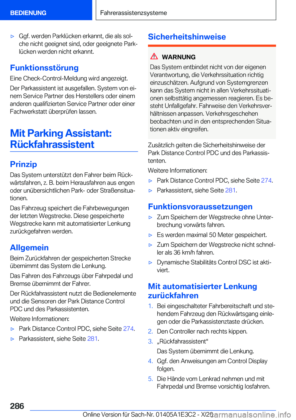 BMW M4 2021  Betriebsanleitungen (in German) 'x�G�g�f�.��w�e�r�d�e�n��P�a�r�k�l�