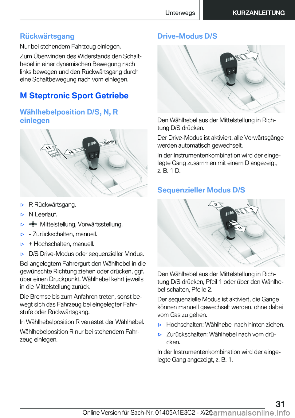 BMW M4 2021  Betriebsanleitungen (in German) �R�