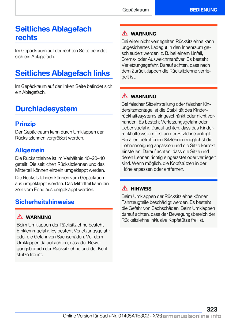 BMW M4 2021  Betriebsanleitungen (in German) �S�e�i�t�l�i�c�h�e�s��A�b�l�a�g�e�f�a�c�h�r�e�c�h�t�s
�I�m��G�e�p�