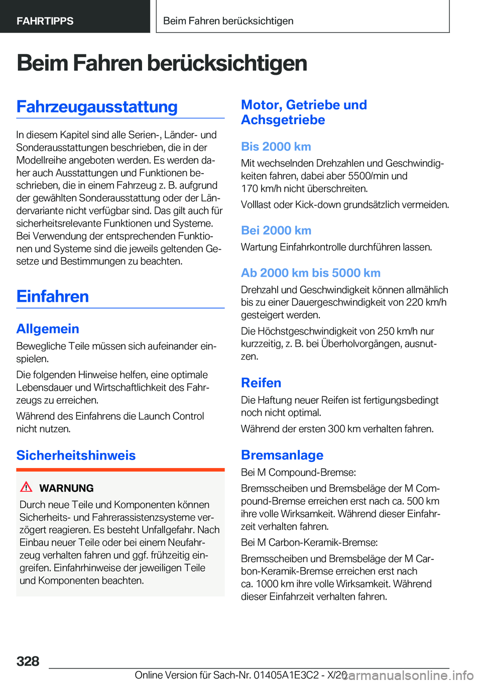 BMW M4 2021  Betriebsanleitungen (in German) �B�e�i�m��F�a�h�r�e�n��b�e�r�