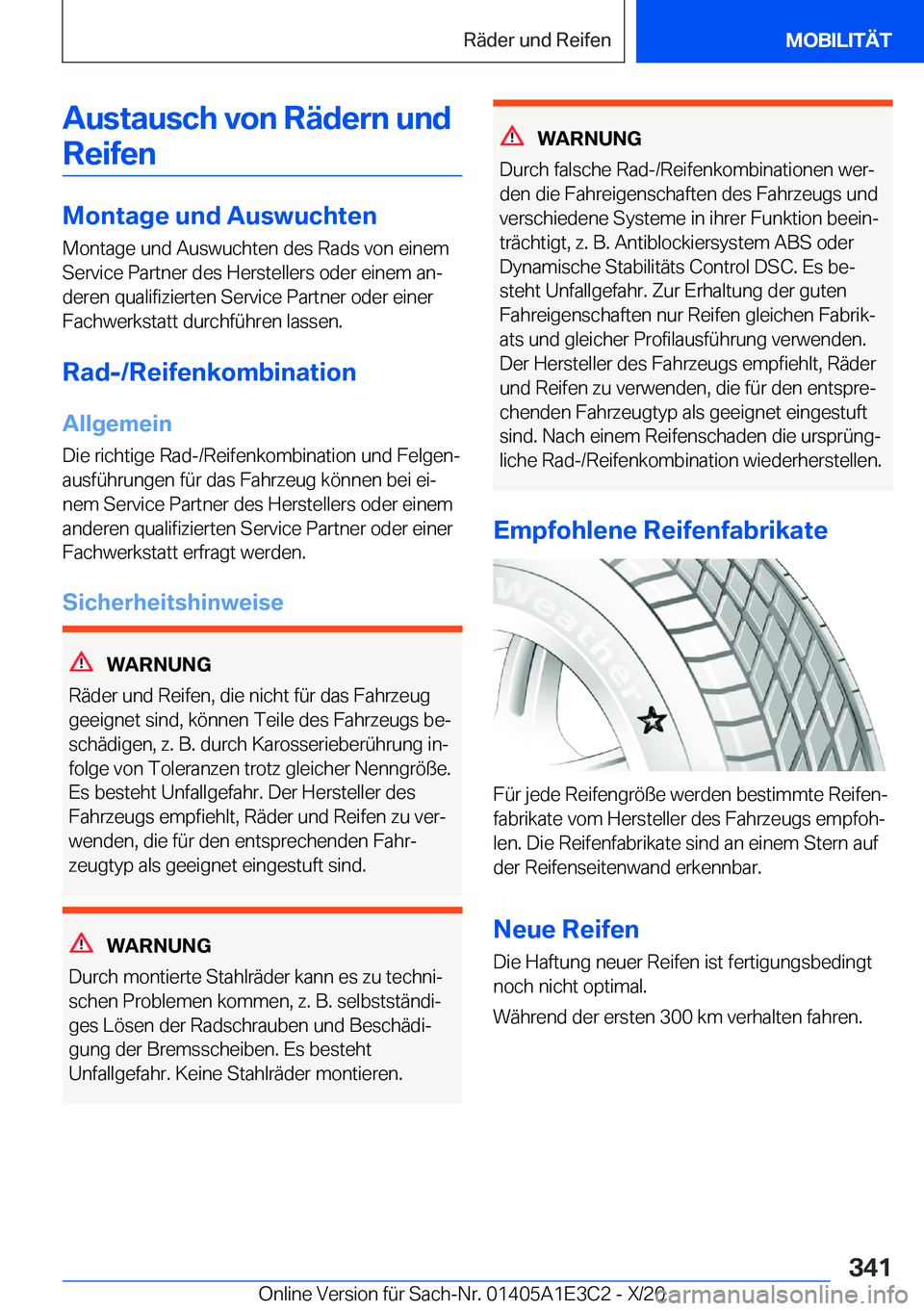 BMW M4 2021  Betriebsanleitungen (in German) �A�u�s�t�a�u�s�c�h��v�o�n��R�