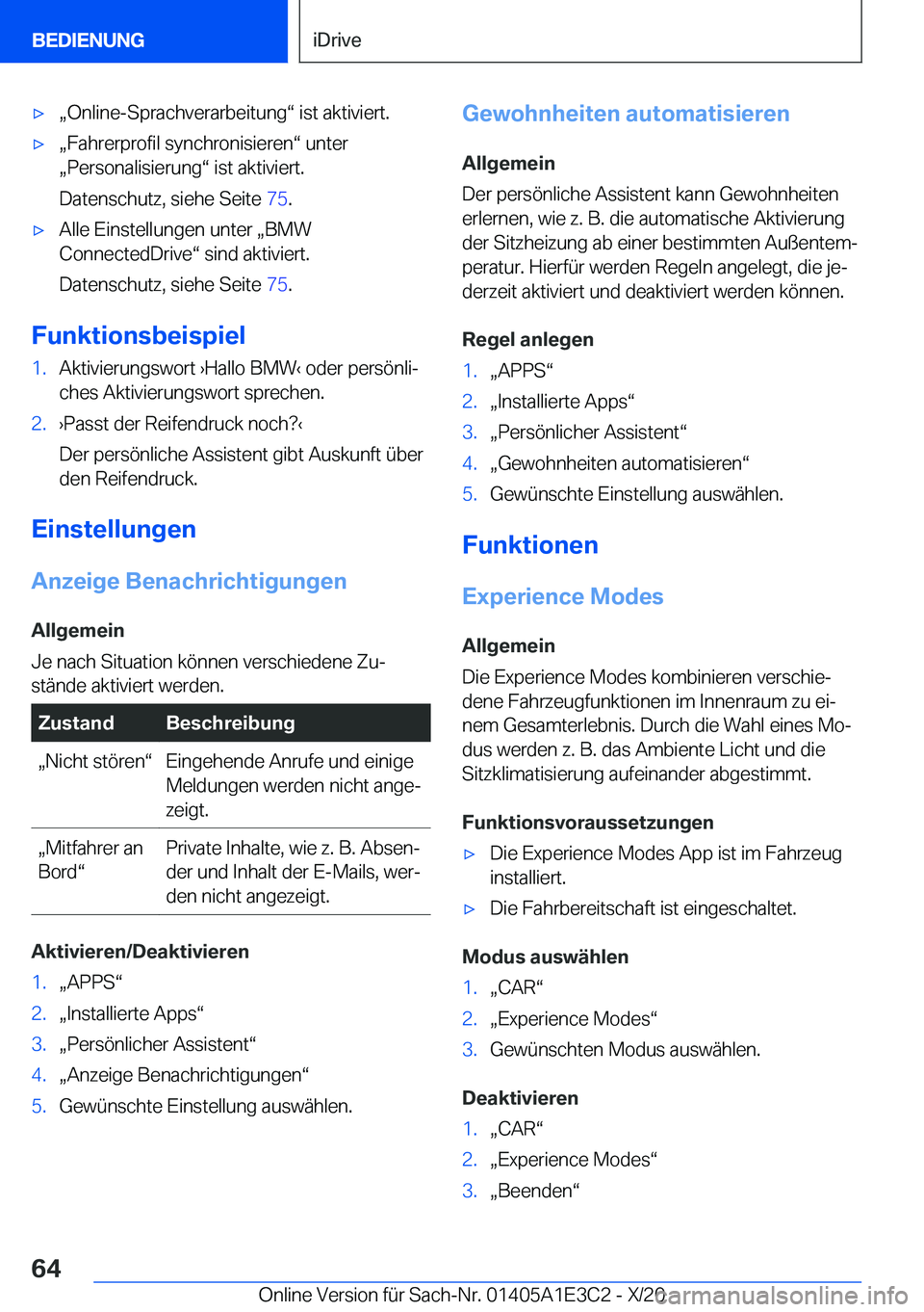 BMW M4 2021  Betriebsanleitungen (in German) 'xx�O�n�l�i�n�e�-�S�p�r�a�c�h�v�e�r�a�r�b�e�i�t�u�n�gv��i�s�t��a�k�t�i�v�i�e�r�t�.'xx�F�a�h�r�e�r�p�r�o�f�i�l��s�y�n�c�h�r�o�n�i�s�i�e�r�e�nv��u�n�t�e�r
x�P�e�r�s�o�n�a�l�i�s�i�e�r�u�