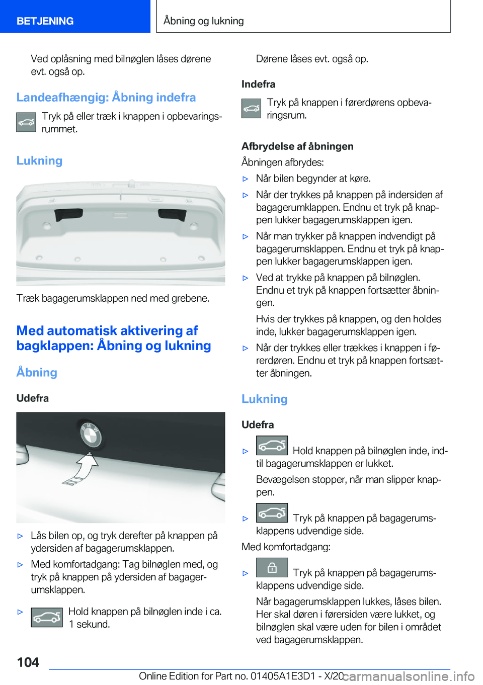 BMW M4 2021  InstruktionsbØger (in Danish) �V�e�d��o�p�l�å�s�n�i�n�g��m�e�d��b�i�l�n�