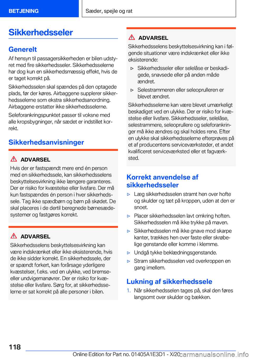 BMW M4 2021  InstruktionsbØger (in Danish) �S�i�k�k�e�r�h�e�d�s�s�e�l�e�r
�G�e�n�e�r�e�l�t�A�f��h�e�n�s�y�n��t�i�l��p�a�s�s�a�g�e�r�s�i�k�k�e�r�h�e�d�e�n��e�r��b�i�l�e�n��u�d�s�t�yj
�r�e�t��m�e�d��f�i�r�e��s�i�k�k�e�r�h�e�d�s�s�e�l�e