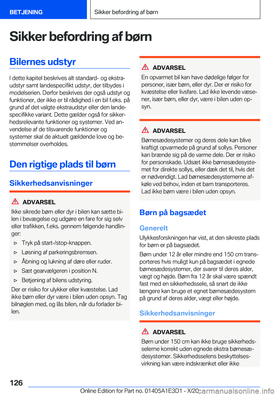 BMW M4 2021  InstruktionsbØger (in Danish) �S�i�k�k�e�r��b�e�f�o�r�d�r�i�n�g��a�f��b�